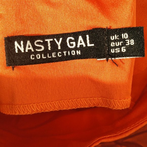 ORANGE /RUST ASYMMETRIC SATIN CAMI TOP SIZE 6 NASTY GAL COLLECTION - Picture 8 of 10